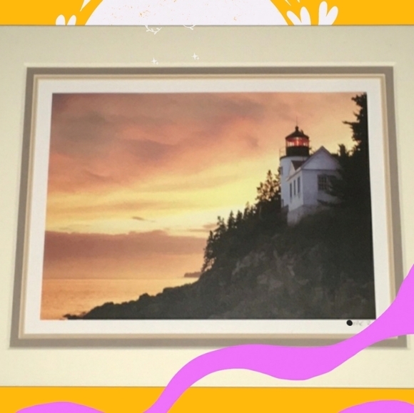 Lighthouse signed / framed, double matted, black frame does have imperfection - Picture 9 of 9